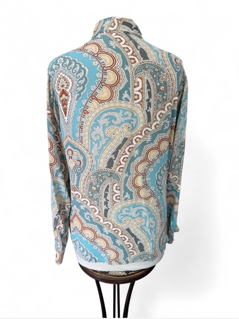 Vintage Liz Claiborne Lizwear Paisley Print Button Down Shirt Medium 100% Rayon - Picture 3 of 7